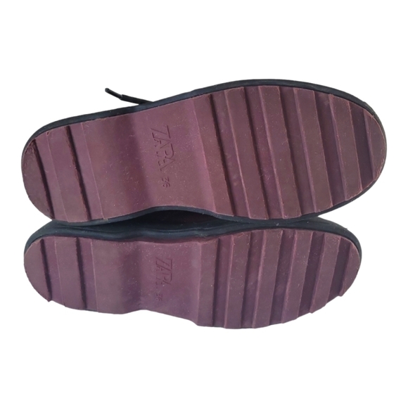 Zara Women's Round Toe Patent Leather Street Style Combat Boots 36 - Picture 6 of 8